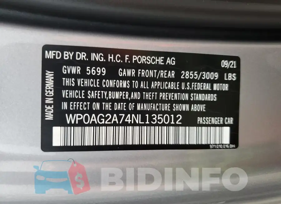 WP0AG2A74NL135012 Photo# 12