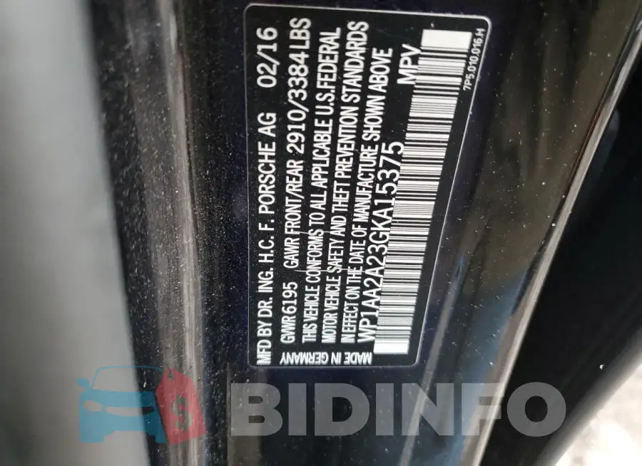 WP1AA2A23GKA15375 Photo# 13