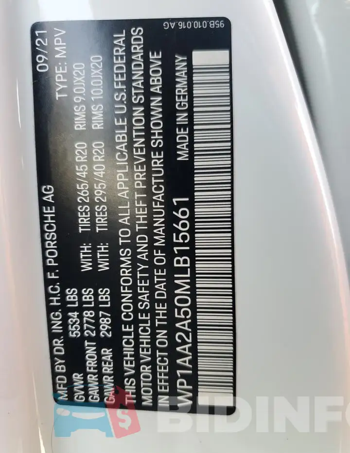 WP1AA2A50MLB15661 Photo# 13