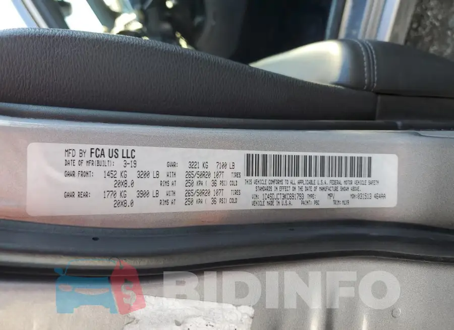 1C4SDJCT3KC691793 Photo# 13