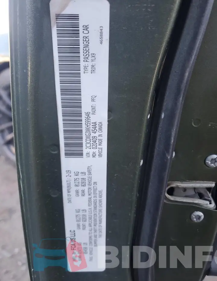 2C3CDXGJXKH599646 Photo# 12