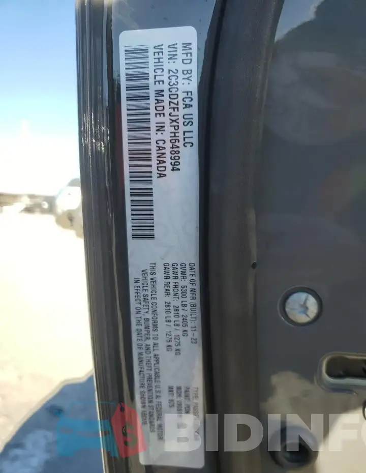 2C3CDZFJXPH648994 Photo# 12
