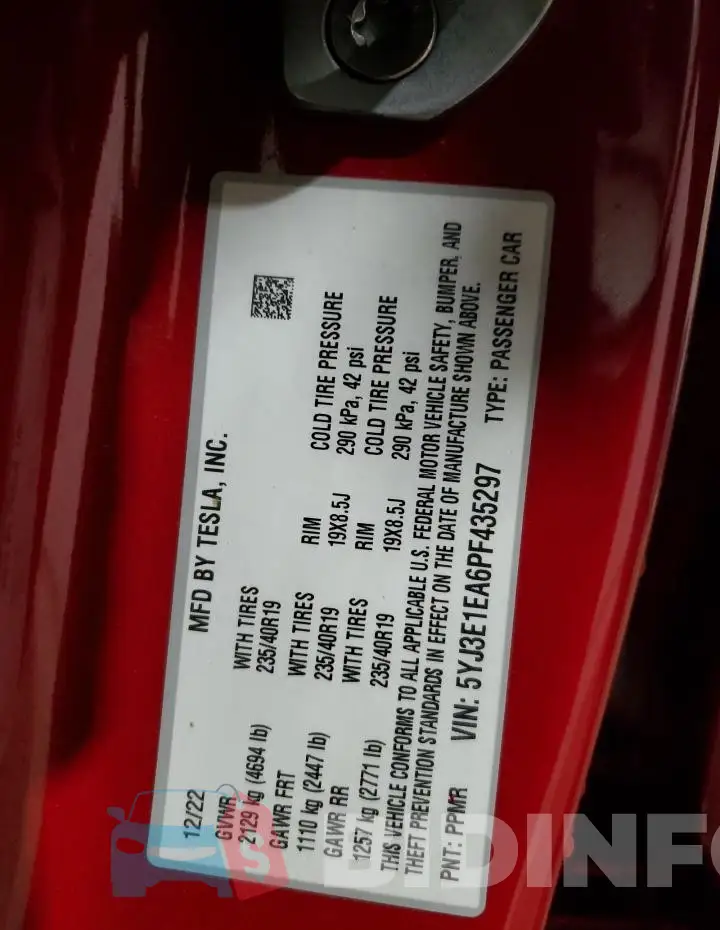 5YJ3E1EA6PF435297 Photo# 13