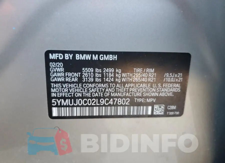 5YMUJ0C02L9C47802 Photo# 13