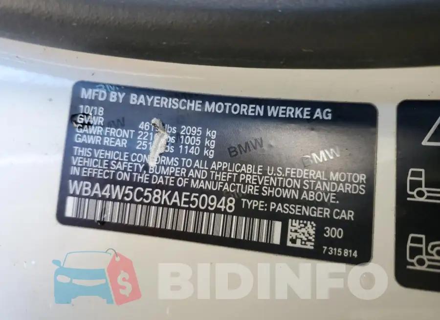 WBA4W5C58KAE50948 Photo# 12
