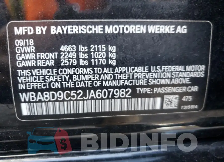 WBA8D9C52JA607982 Photo# 12