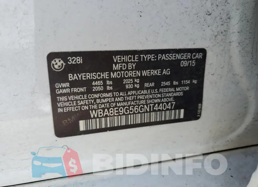 WBA8E9G56GNT44047 Photo# 12