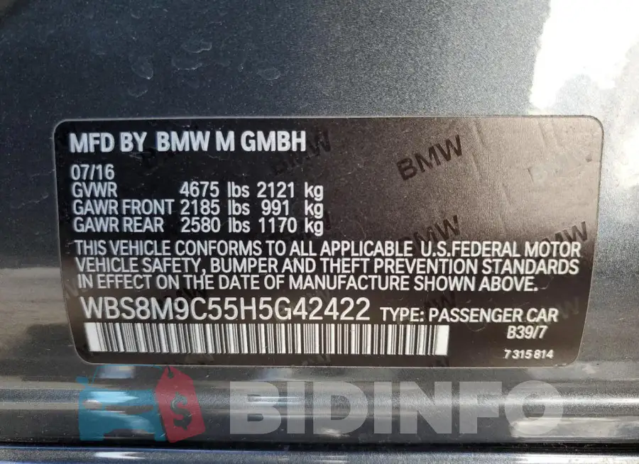WBS8M9C55H5G42422 Photo# 12