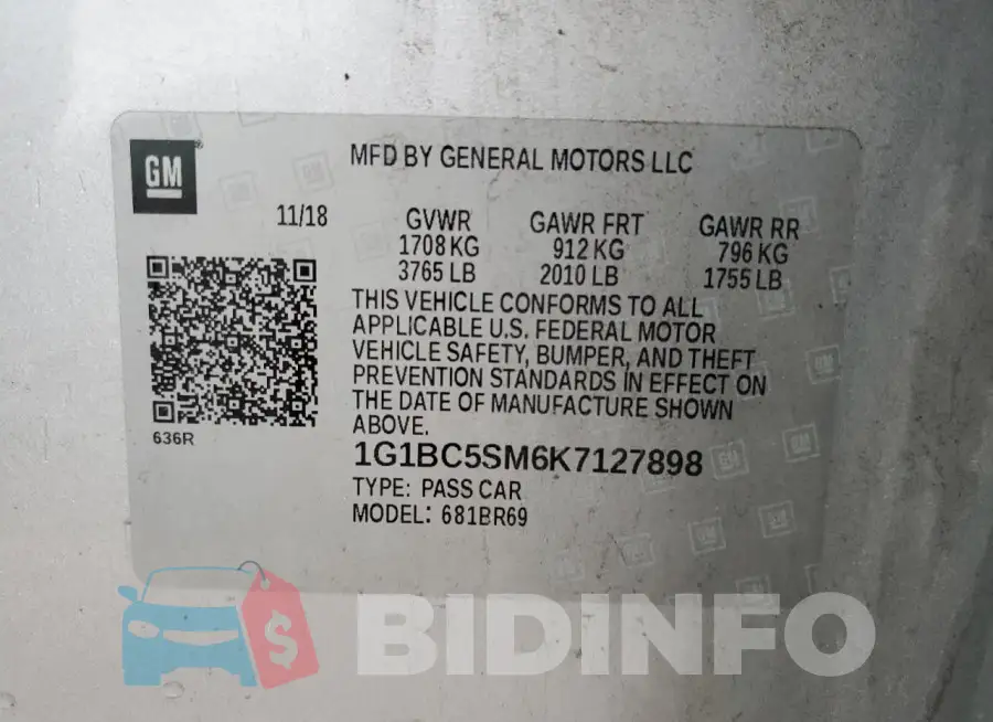 1G1BC5SM6K7127898 Photo# 13