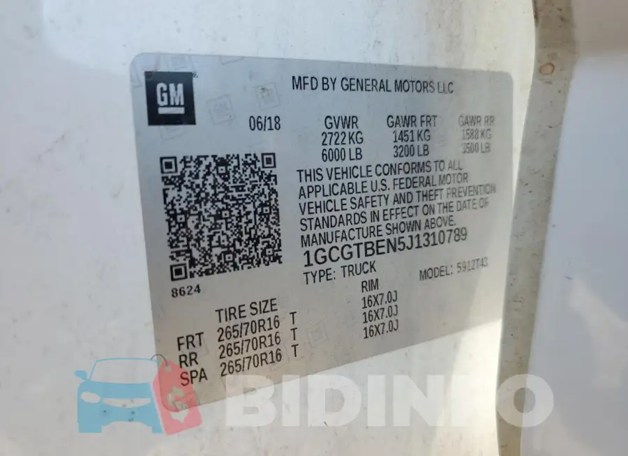 1GCGTBEN5J1310789 Photo# 12