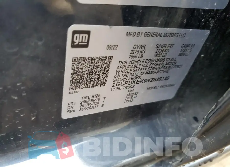 1GCPDKEK9NZ636136 Photo# 12