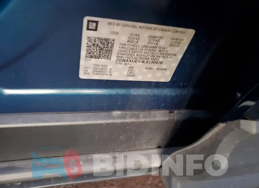 2GNAXUEV4L6190478 Photo# 13
