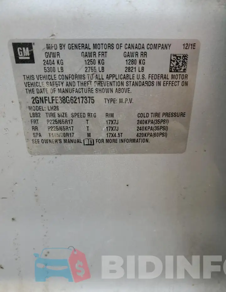 2GNFLFE38G6217375 Photo# 13
