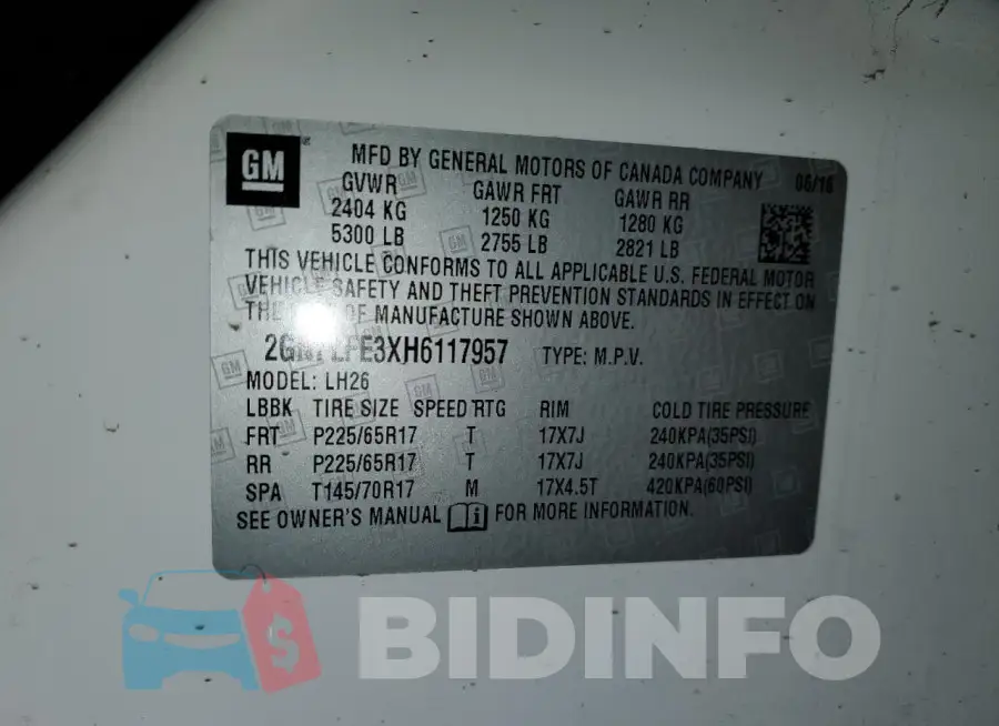 2GNFLFE3XH6117957 Photo# 13