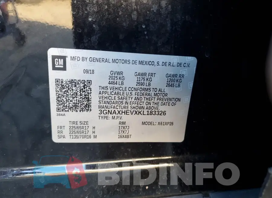 3GNAXHEVXKL183326 Photo# 13