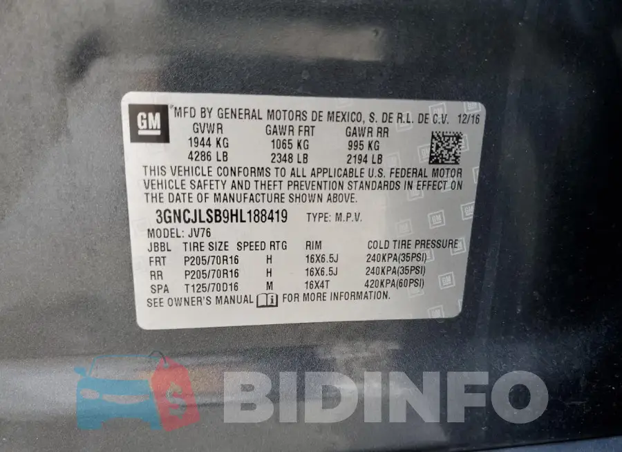 3GNCJLSB9HL188419 Photo# 13