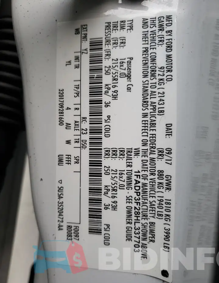 1FADP3F28HL337703 Photo# 12