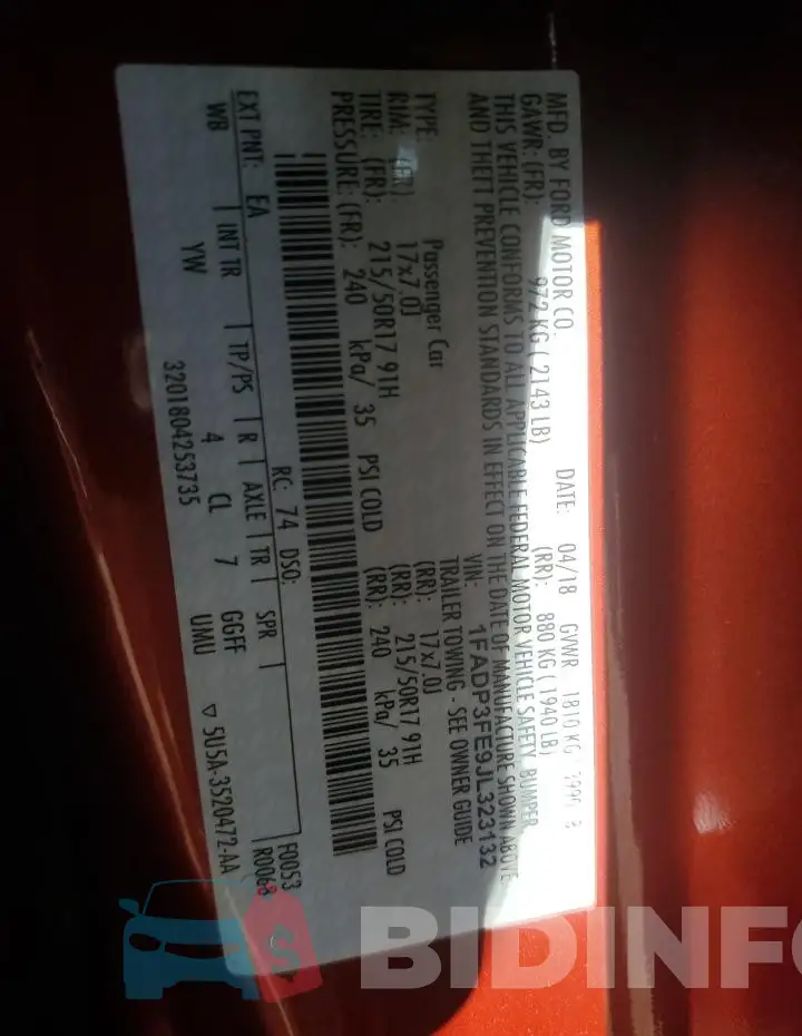 1FADP3FE9JL323132 Photo# 12