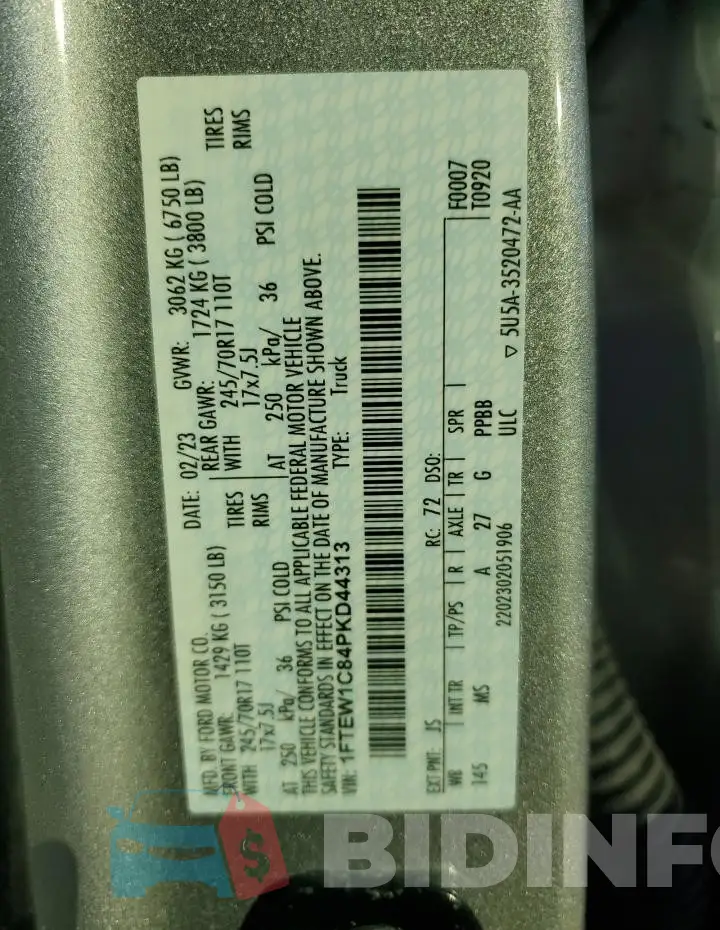 1FTEW1C84PKD44313 Photo# 12