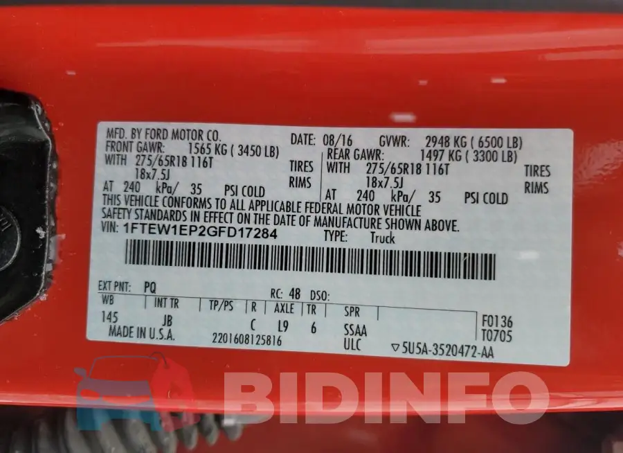 1FTEW1EP2GFD17284 Photo# 12