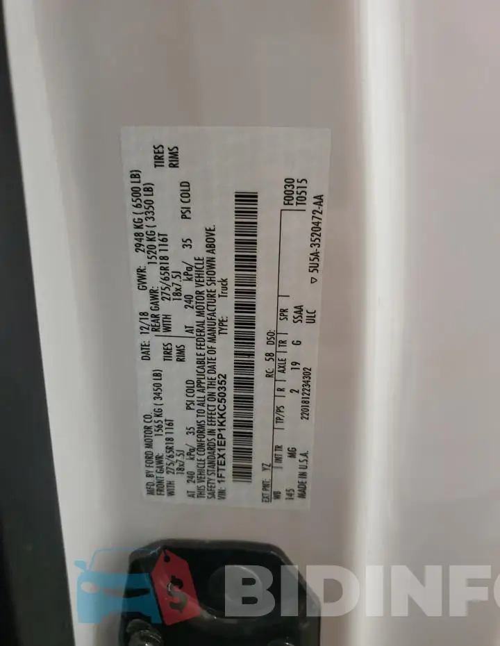 1FTEX1EP1KKC50352 Photo# 13