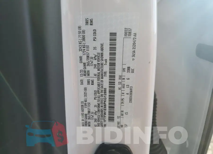1FTFW1E88PKG12880 Photo# 13