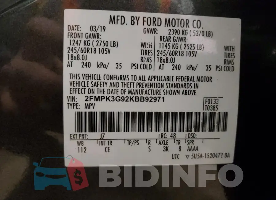 2FMPK3G92KBB92971 Photo# 13