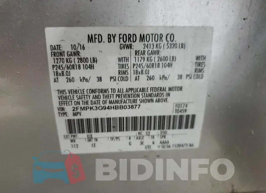 2FMPK3G94HBB03877 Photo# 13