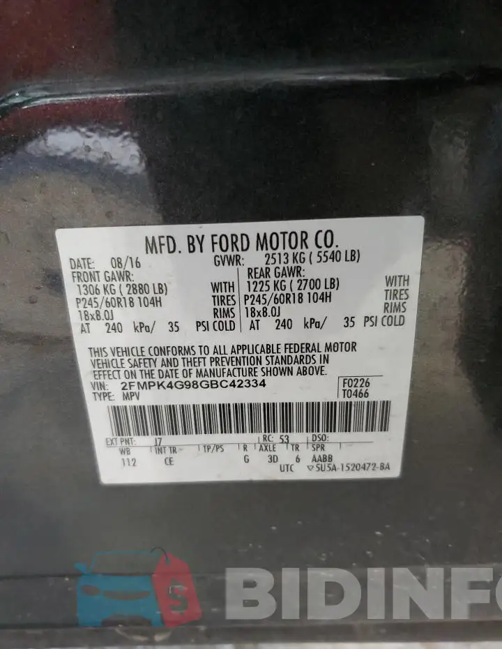 2FMPK4G98GBC42334 Photo# 13