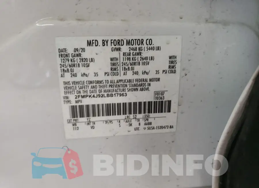 2FMPK4J92LBB17963 Photo# 13
