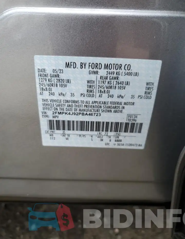 2FMPK4J92PBA46723 Photo# 13