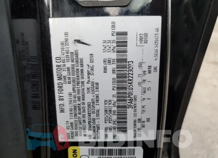 3FA6P0LU5KR223003 Photo# 13