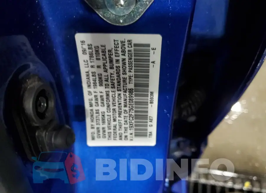 19XFC2F75GE089986 Photo# 12