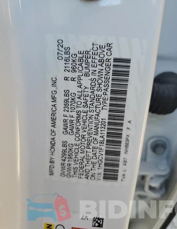 1HGCV1F18LA113201 Photo# 13