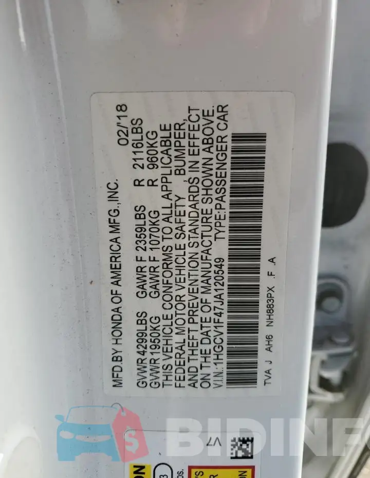 1HGCV1F47JA120549 Photo# 12