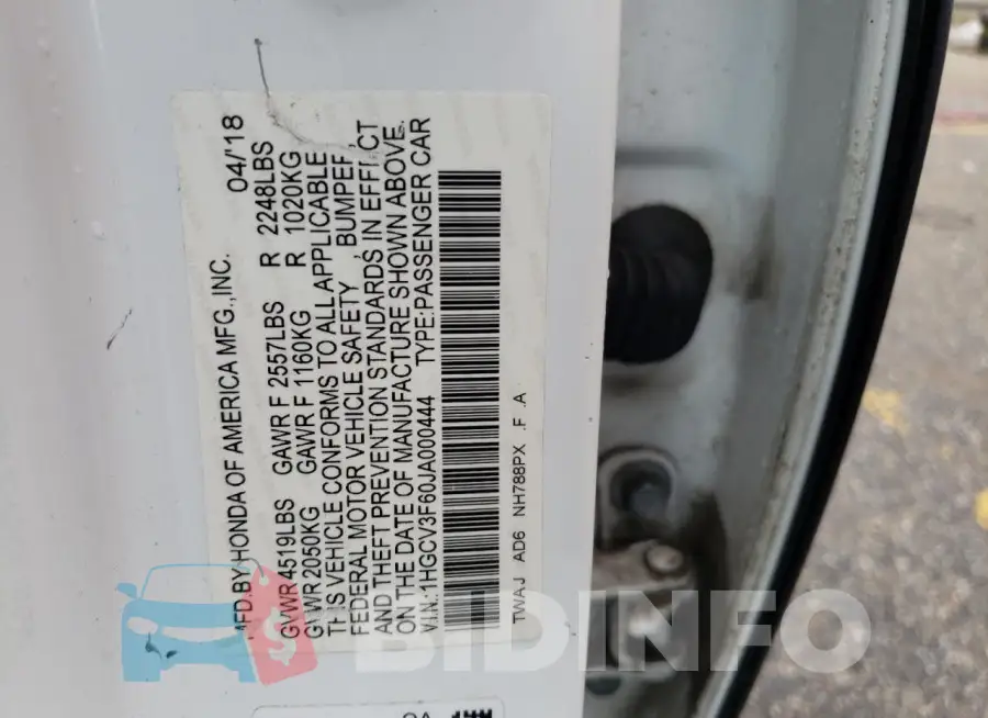 1HGCV3F60JA000444 Photo# 12