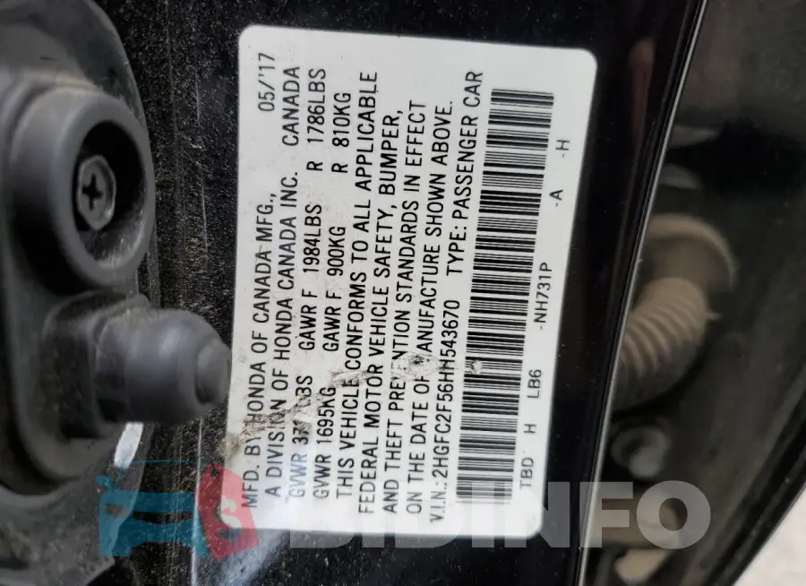 2HGFC2F56HH543670 Photo# 12