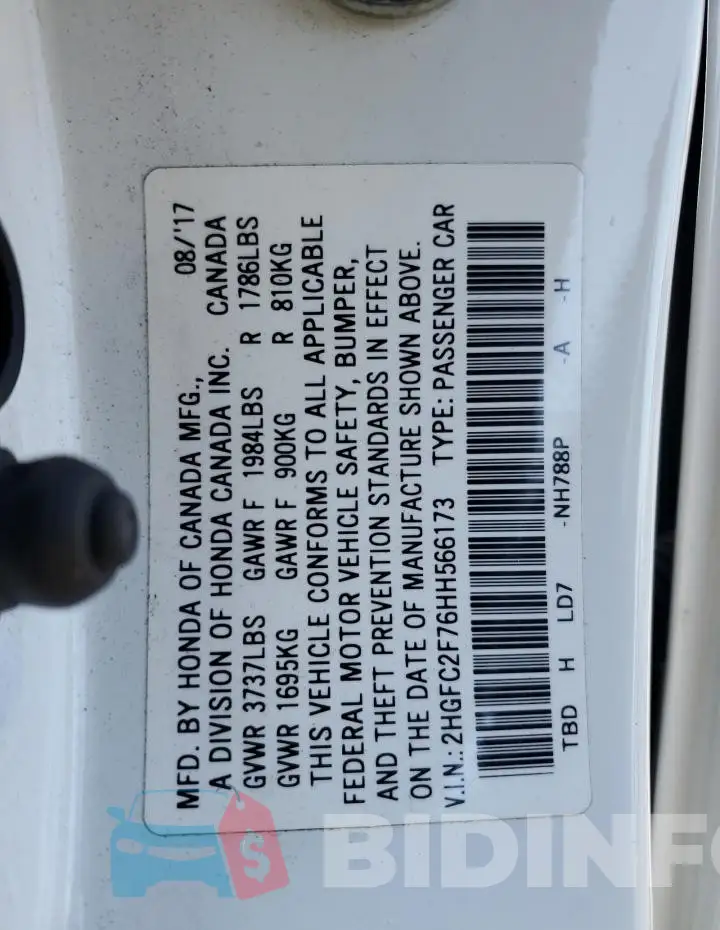 2HGFC2F76HH566173 Photo# 12