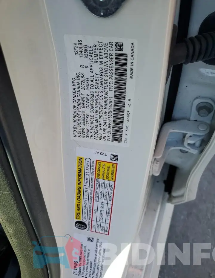 2HGFE2F58RH557971 Photo# 12