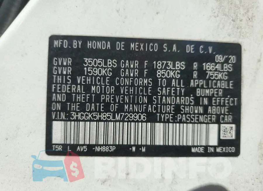 3HGGK5H85LM729906 Photo# 13