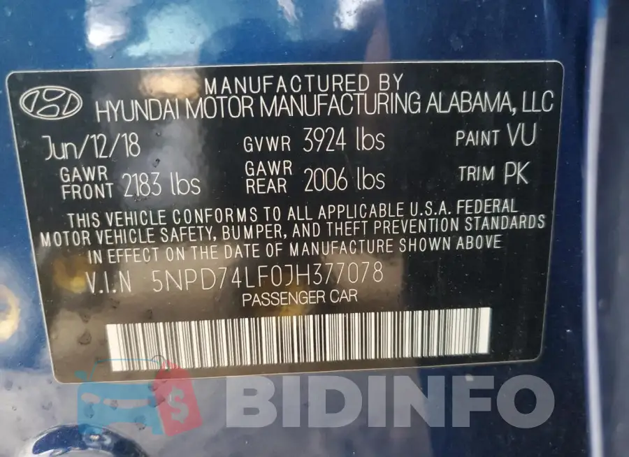 5NPD74LF0JH377078 Photo# 12