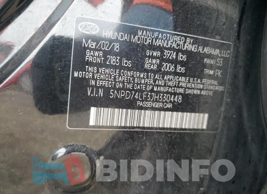 5NPD74LF3JH330448 Photo# 13