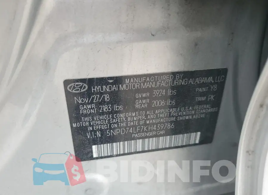5NPD74LF7KH439786 Photo# 12