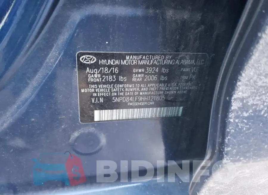 5NPD84LF9HH121805 Photo# 12