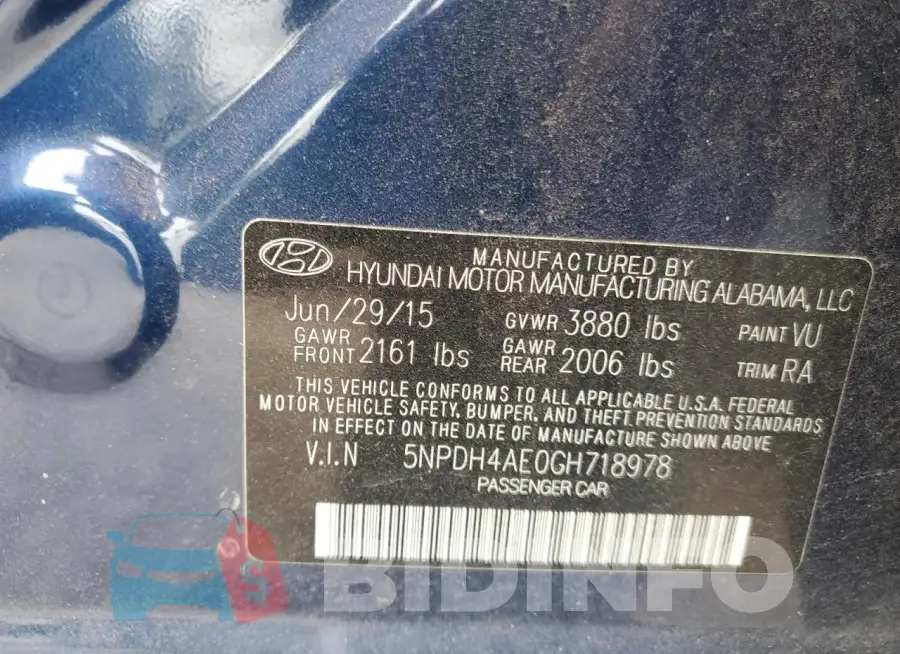 5NPDH4AE0GH718978 Photo# 12
