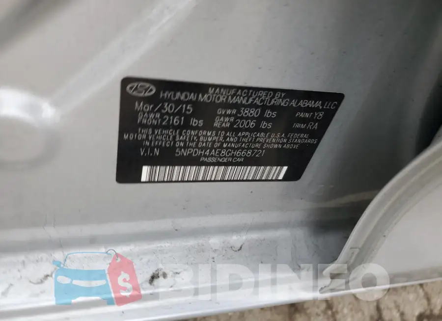 5NPDH4AE8GH668721 Photo# 12