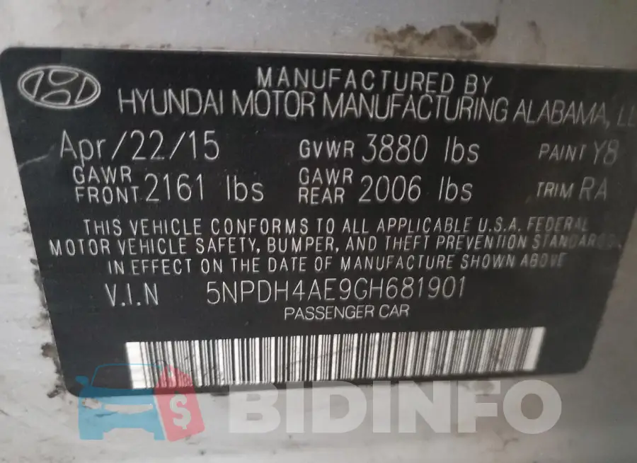 5NPDH4AE9GH681901 Photo# 12