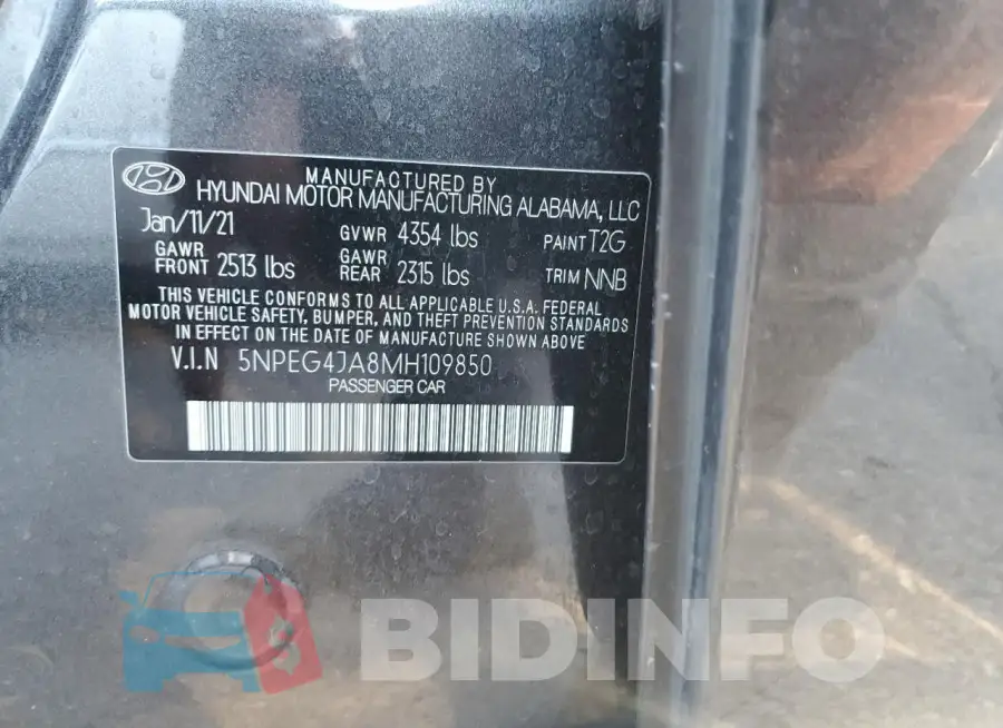 5NPEG4JA8MH109850 Photo# 12