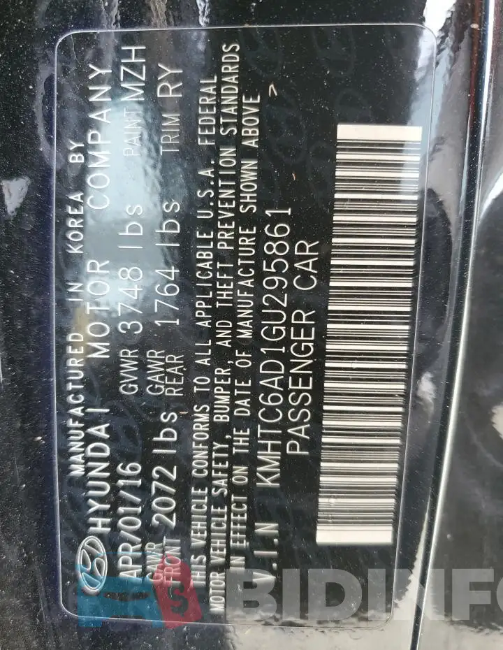 KMHTC6AD1GU295861 Photo# 12