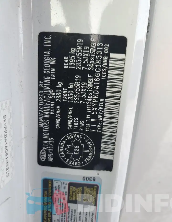 5XYPKDA16GG185313 Photo# 14
